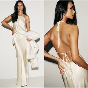 reformation Jeany Silk Dress Fior Di Latte maxi Size M UB